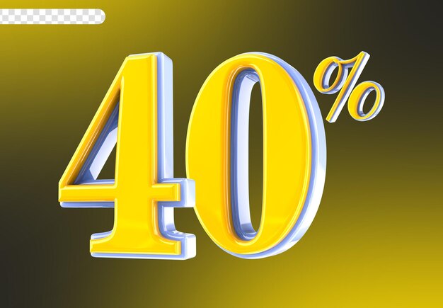 Bianco con numero giallo 40 Render 3D