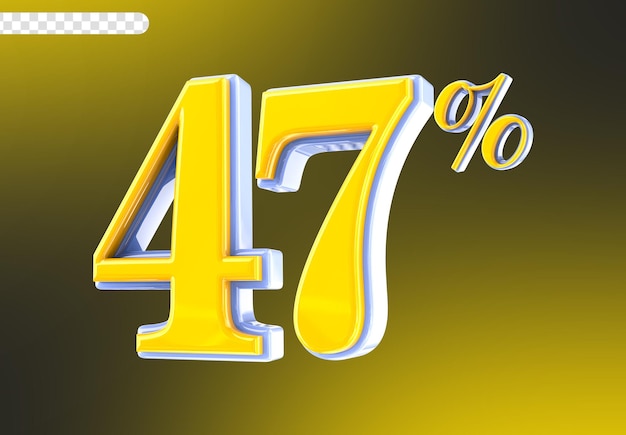 Bianco con numero giallo 47 Render 3D