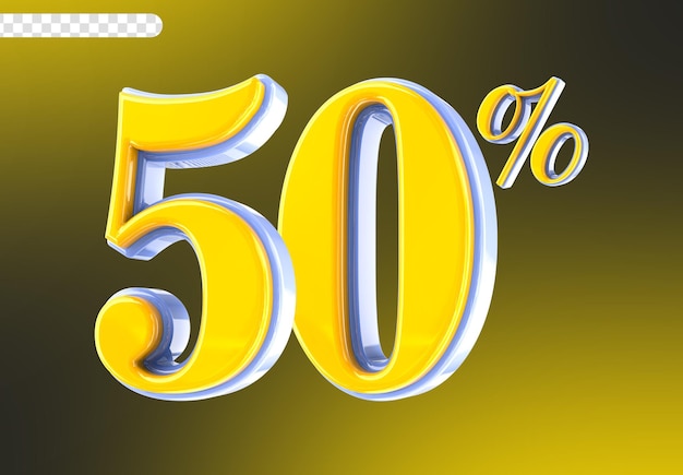 Bianco con numero giallo 50 Render 3D