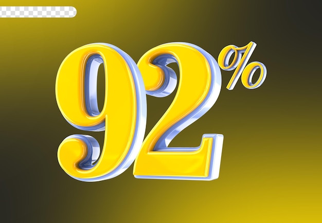 Bianco con numero giallo 92 Render 3D