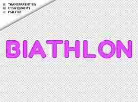 PSD biathlon tipografia texto roxo vidro brilhante psd transparente