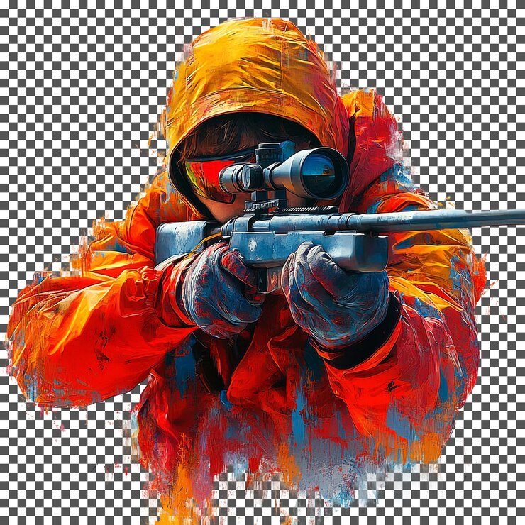 PSD biatlón extraño aislado en un fondo transparente
