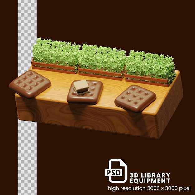 PSD biblioteca 3d ilustración