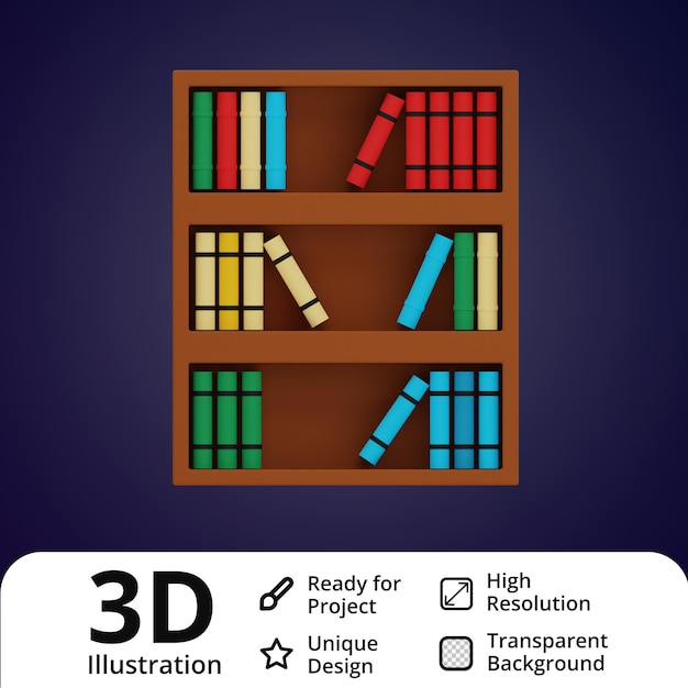 biblioteca 3d ilustración