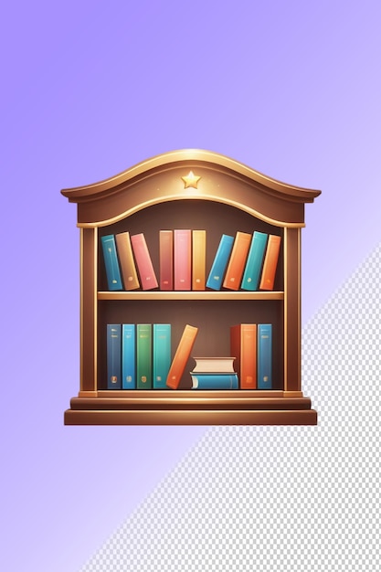 une bibliothèque en bois avec une étoile en haut