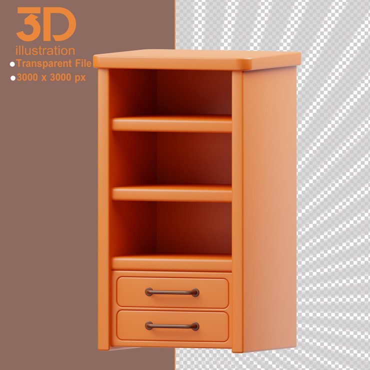 PSD bibliothèque d'icônes de rendu 3d de meubles sur fond isolé png