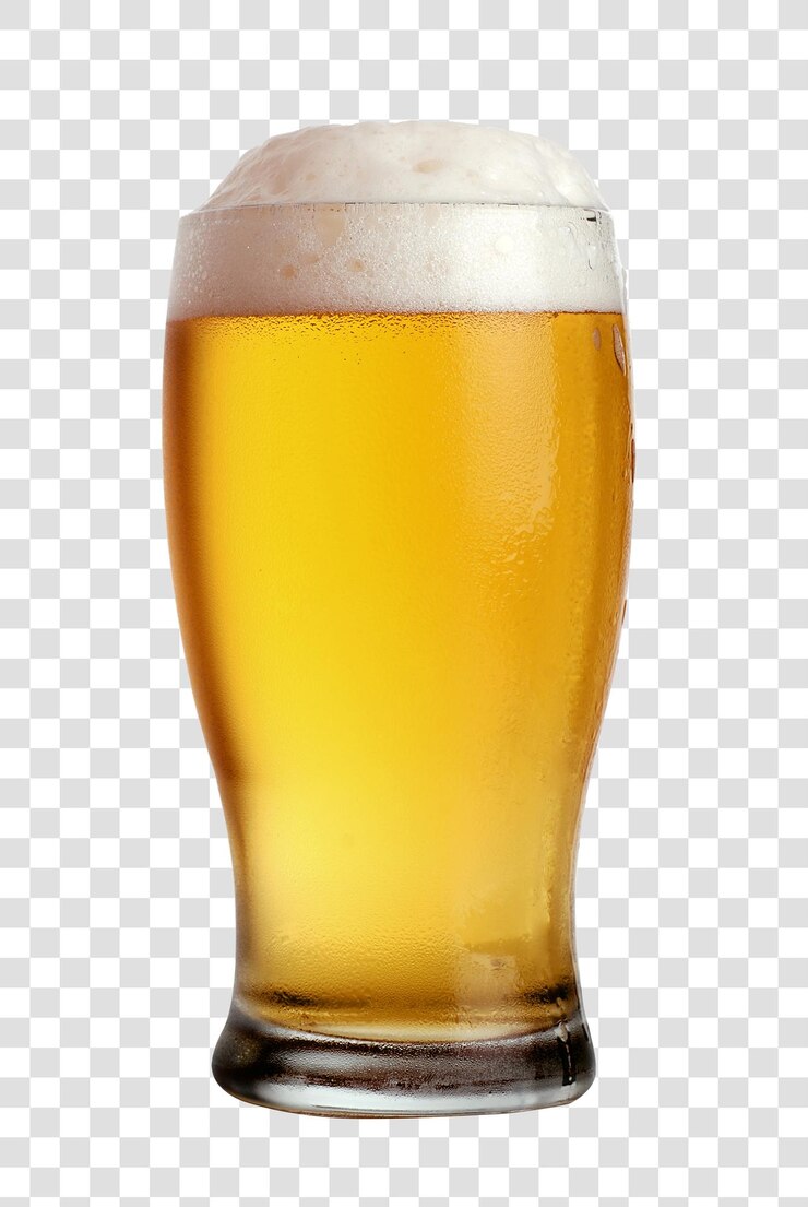 Bicchiere di birra in primo piano con schiuma. file PSD alterato