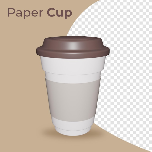 bicchiere di carta con rendering 3d isolato