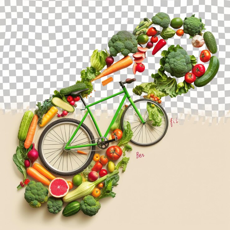 PSD una bicicleta con una bicicleta que dice vegetariano en ella