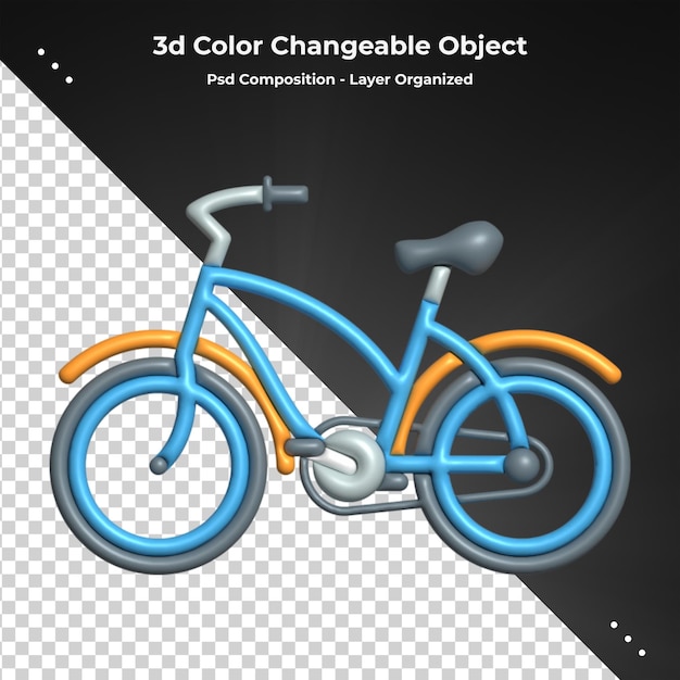 Bicicleta de carretera en icono 3d de estilo de moda de fondo transparente