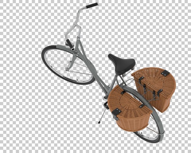 PSD bicicleta clásica con cesta aislada sobre fondo transparente ilustración de renderizado 3d