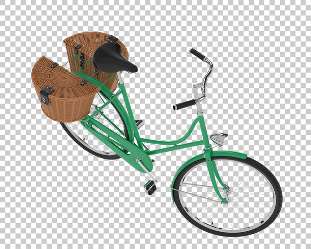 PSD bicicleta clásica con cesta aislada sobre fondo transparente ilustración de renderizado 3d