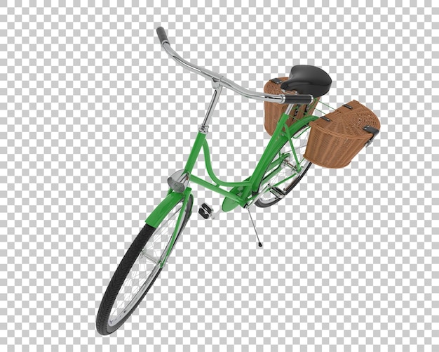 PSD bicicleta clásica con cesta aislada sobre fondo transparente ilustración de renderizado 3d