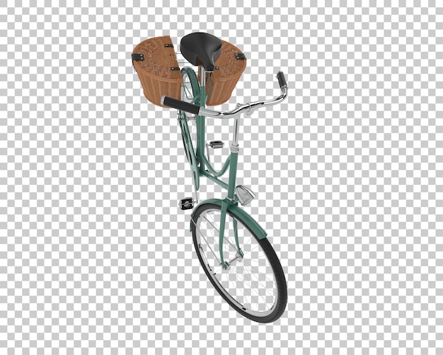 PSD bicicleta clásica con cesta aislada sobre fondo transparente ilustración de renderizado 3d
