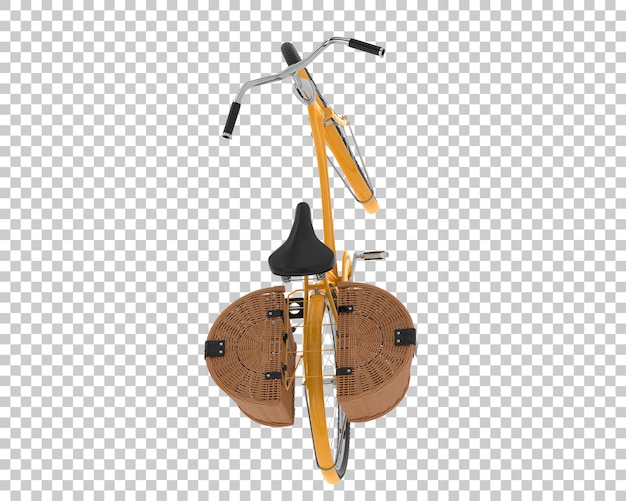 Bicicleta clásica con cesta aislada sobre fondo transparente ilustración de renderizado 3d
