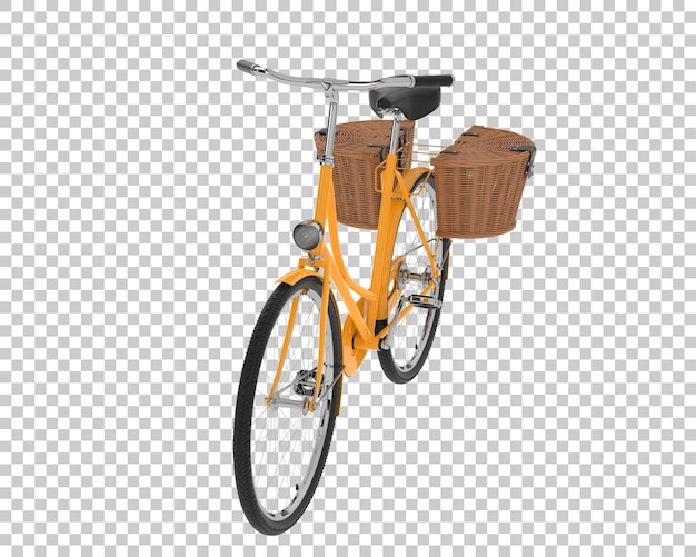 Bicicleta clásica con cesta aislada sobre fondo transparente ilustración de renderizado 3d