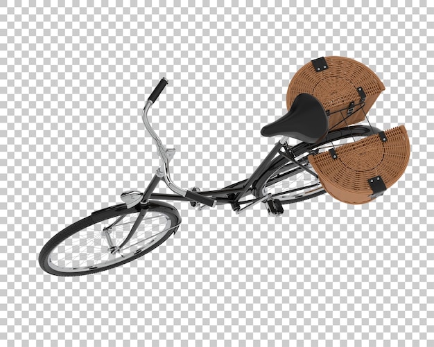 Bicicleta clásica con cesta aislada sobre fondo transparente ilustración de renderizado 3d