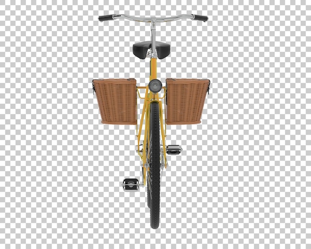 Bicicleta clásica con cesta aislada sobre fondo transparente ilustración de renderizado 3d
