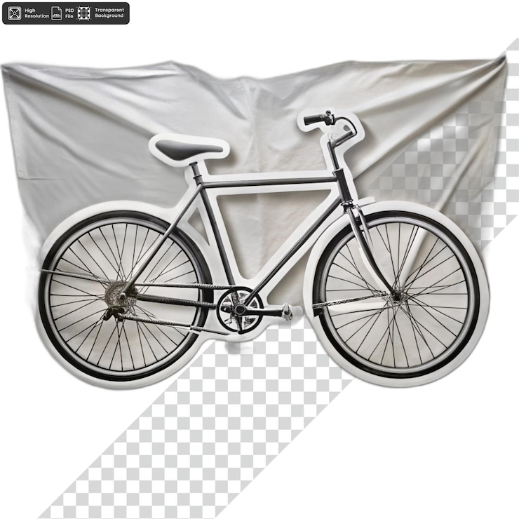 PSD bicicleta clásica con neumáticos blancos sobre un fondo blanco
