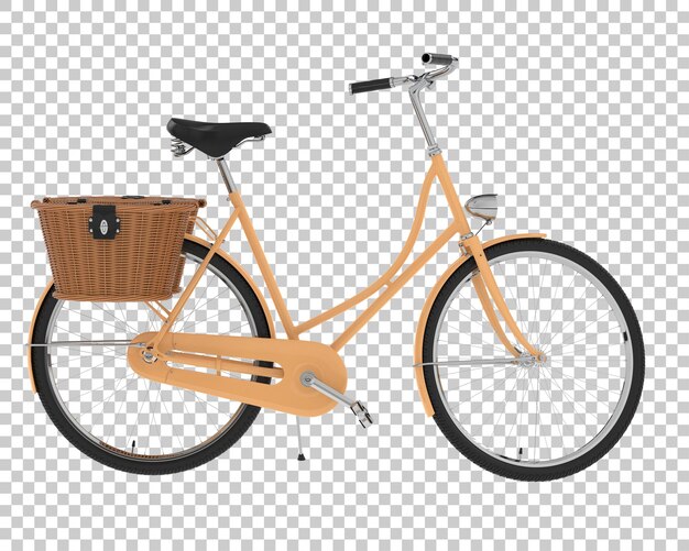 PSD bicicleta clássica com cesta isolada em fundo transparente ilustração de renderização 3d