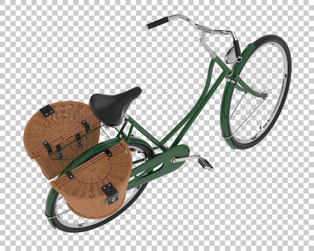 PSD bicicleta clássica com cesta isolada em fundo transparente ilustração de renderização 3d