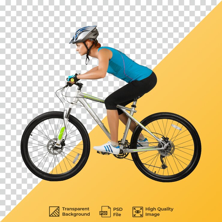 PSD bicicleta de equitação mulher