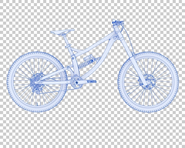 Bicicleta de montaña aislada en la ilustración de renderizado 3d de fondo transparente