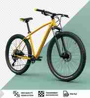 PSD bicicleta de montaña amarilla 29er con neumáticos fuera de carretera gruesos bicicleta mtb cross country ciclismo de aluminio concepto de transporte deportivo png psd