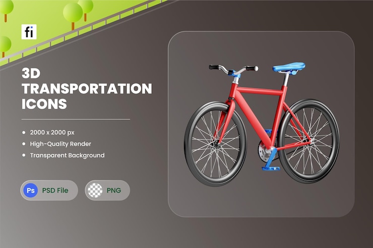 PSD una bicicleta con la palabra transporte escrita