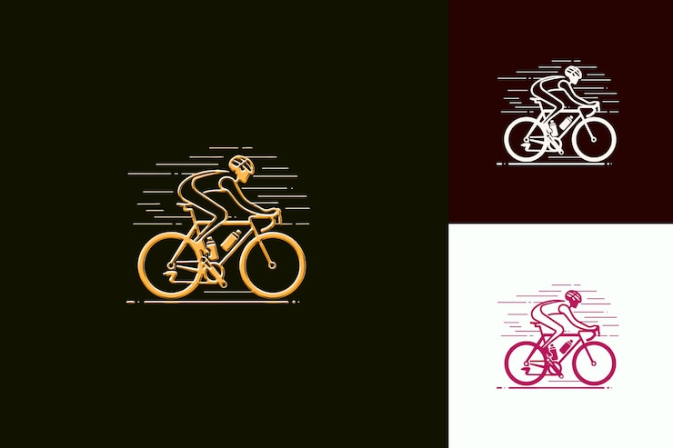 PSD bicicleta png con diseño dinámico que muestra a un ciclista acelerado o dibujos creativos de arte