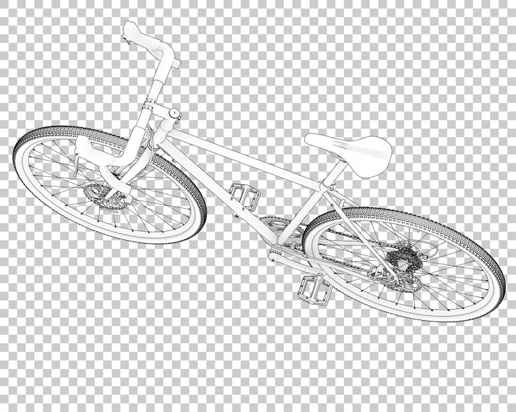 PSD bicicleta realista aislada en la ilustración de representación 3d de fondo transparente
