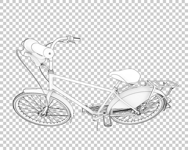 Bicicleta realista aislada en la ilustración de representación 3d de fondo transparente