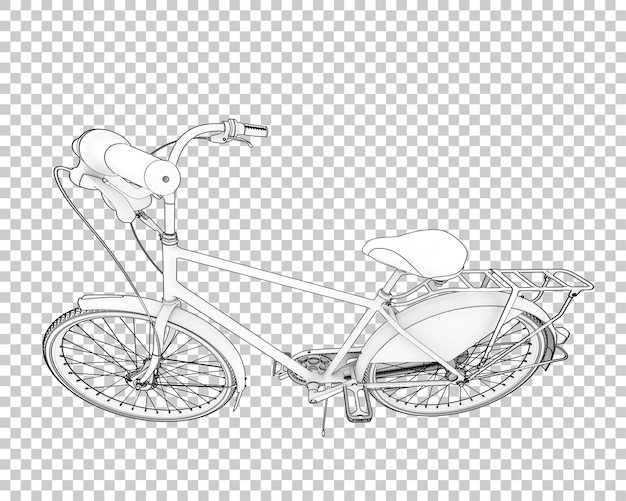 PSD bicicleta realista aislada en la ilustración de representación 3d de fondo transparente