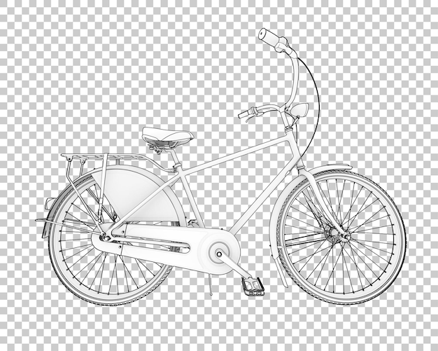 Bicicleta realista aislada en la ilustración de representación 3d de fondo transparente