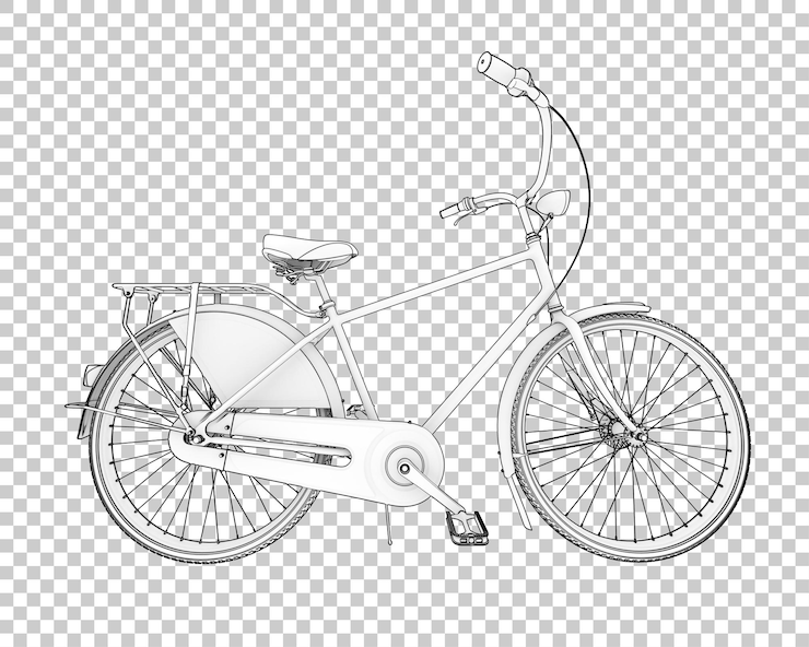 PSD bicicleta realista aislada en la ilustración de representación 3d de fondo transparente