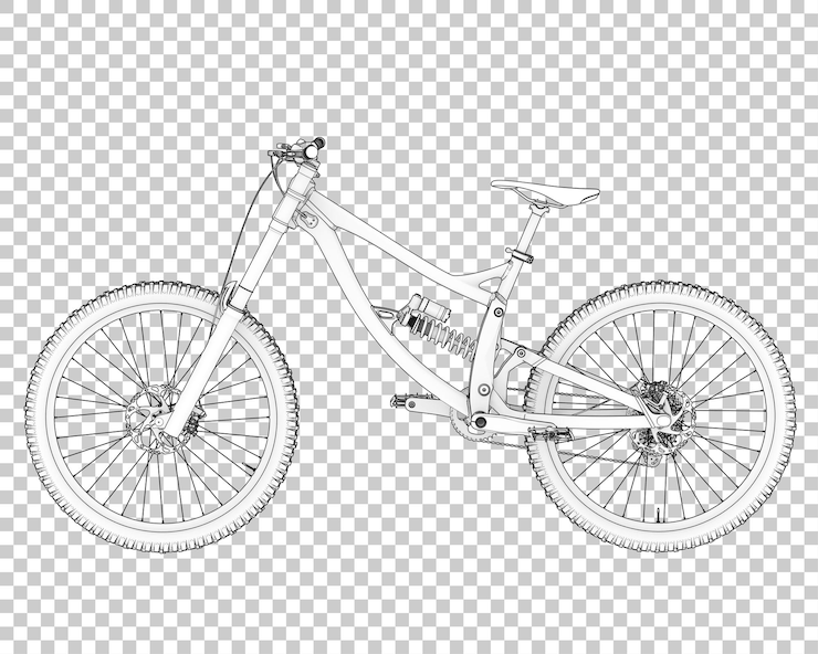 PSD bicicleta realista aislada en la ilustración de representación 3d de fondo transparente