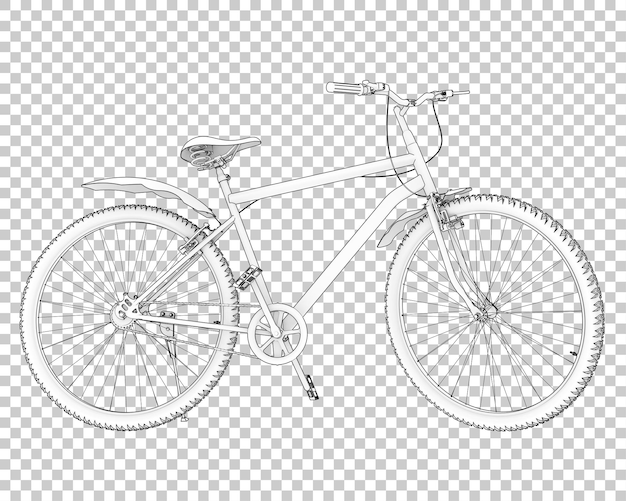 PSD bicicleta realista isolada na ilustração de renderização 3d de fundo transparente