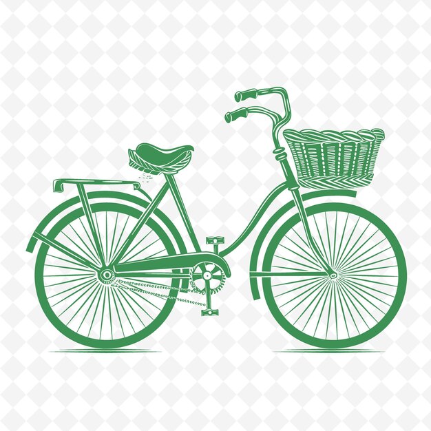 PSD una bicicleta verde con una canasta en la parte delantera