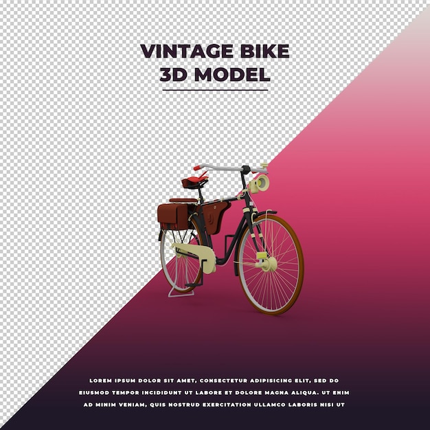 PSD bicicleta vintage 3d isolada