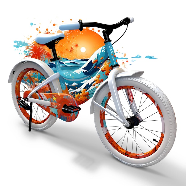 PSD bicicletas de verano aventura ilustración paisaje diseño de camiseta sobre fondo aislado transparente