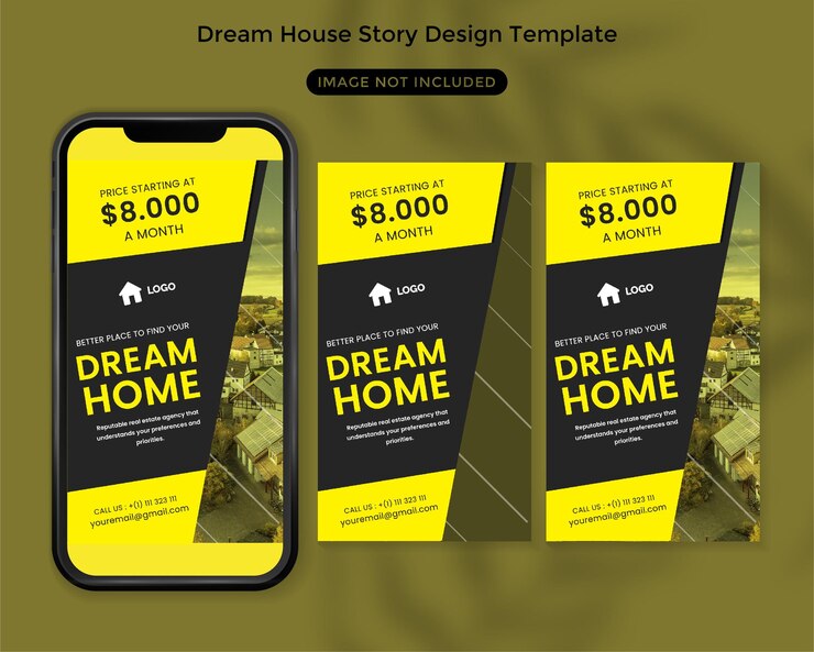 Bienes raíces propiedad casa vender y alquilar historias de redes sociales diseño de plantillas instagram y facebook