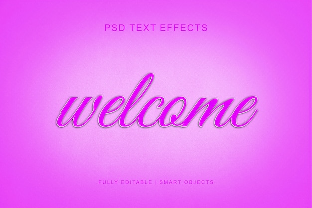Bienvenido efecto de texto de estilo 3d
