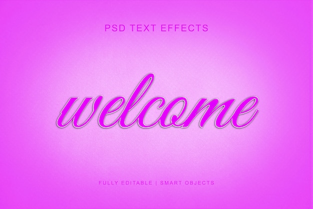 PSD bienvenido efecto de texto de estilo 3d