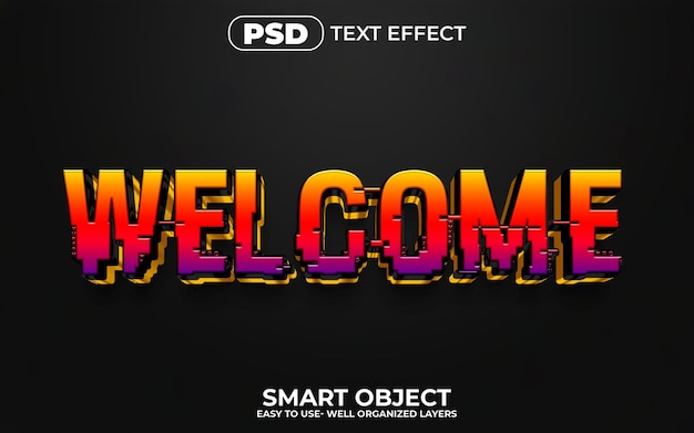Bienvenido estilo de efecto de texto editable realista en 3d con fondo