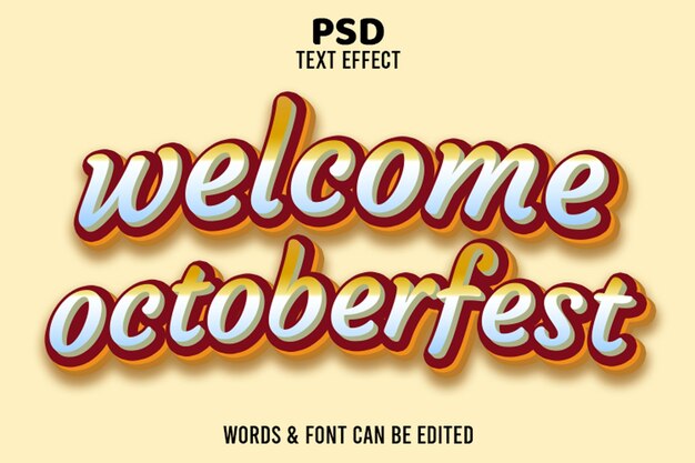 bienvenido a la fiesta de octubre efecto de texto editable dibujo animado en 3D