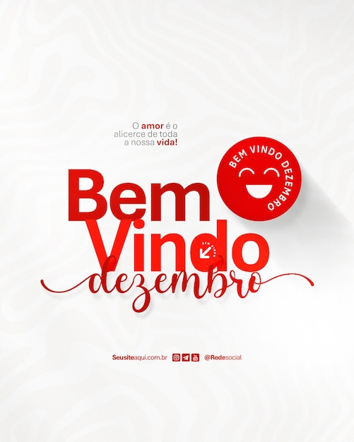 Bienvenido Mes de diciembre Frases Anuncio Aviso Informe Medios sociales Editable PSD