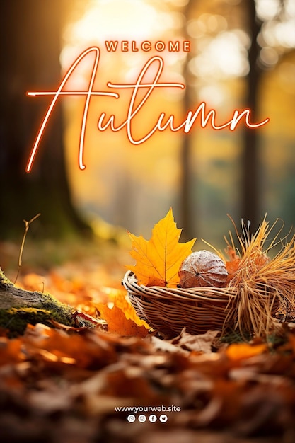 PSD bienvenue automne fond et conception d'affiche