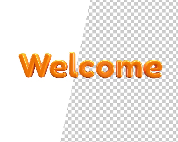 Bienvenue texte d'or rendu 3d