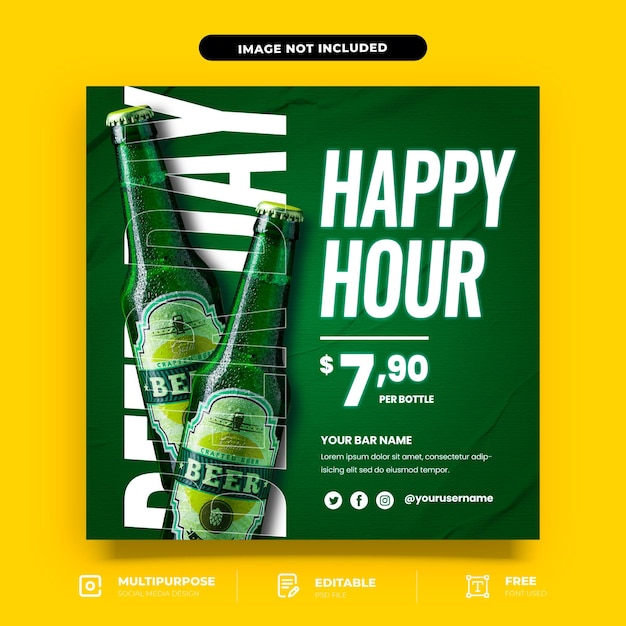 PSD bier happy hour social media design