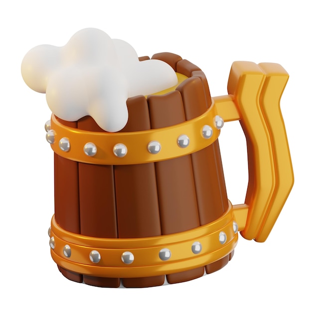 Bierbecher aus Holz mit Schaum